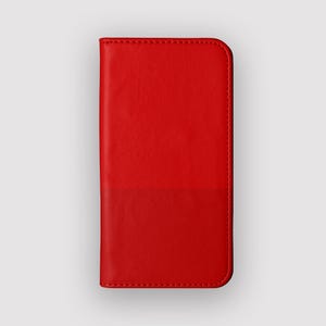Rote Dunkelheit Schlichte Geldbörse Hülle | Rot Vegan Leder-Folio-Hülle | Passend für iPhone 16, 15, 14, 13, Samsung Galaxy S25, S24, S23, S22