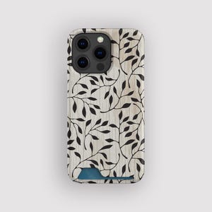 Verloren blad botanische kaarthouder | Kaarthouderhoesje met blad | Geschikt voor iPhone 16, 15 Pro Max, 14, 13 Mini, Samsung Galaxy S22, S21 Plus