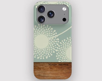 Sage Dandy Minimalist Dandelion-telefoonhoesje voor iPhone 17, Air, 16, 15, 14, 13