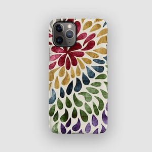 Regenbogen Drop Petal iPhone Hülle | Ink Drop Slim Hülle | Passend für iPhone 16, 15 Plus, 14, 13 Pro Max, 12, 11, SE