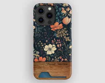 Floral Display Flower Card Holder Case | Floral Card Holder Case | Fits iPhone 16, 15 Pro Max, 14, 13 Mini, Samsung Galaxy S22, S21 Plus
