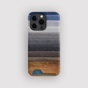 Capa porta-cartões listrada com dobras de malha | Capa porta-cartões de tecido | Compatível com iPhone 16, 15 Pro Max, 14, 13 Mini, Samsung Galaxy S22, S21 Plus