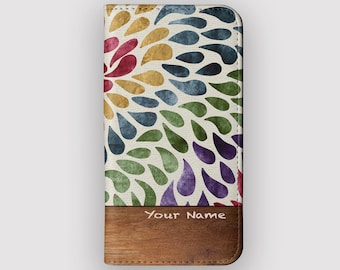 Etui portfelowe Rainbow Drop Petal | Etui folio do przechowywania kart Ink Drop | Pasuje do iPhone&#39;a 16, 15, 14, 13, Samsunga Galaxy S25, S24, S23, S22