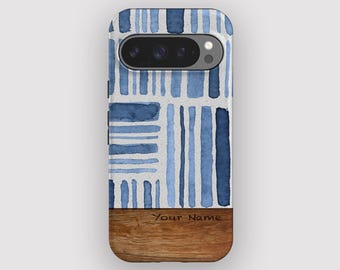 Grid Stripes Striped Watercolour Phone Case for Pixel 10, 9A, 9, 8, 7, 6