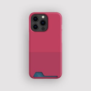Porte-cartes uni framboise mignon | Porte-cartes rose | Compatible avec iPhone 16, 15 Pro Max, 14, 13 Mini, Samsung Galaxy S22, S21 Plus