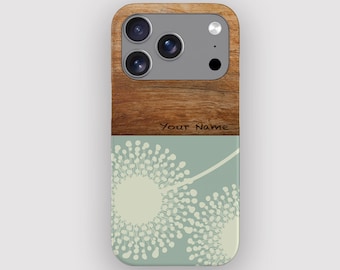 Sage Dandy Minimalist Dandelion-telefoonhoesje voor iPhone 17, Air, 16, 15, 14, 13