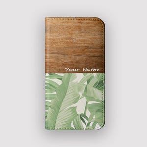 Calm Tropics Leaf Wallet Case | Tropical Protective Folio Case | Fits iPhone 16, 15, 14, 13, Samsung Galaxy S25, S24, S23, S22