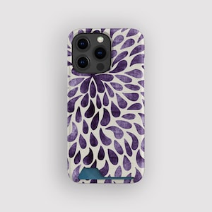 Custodia porta carte Purple Rain Petal / Custodia porta carte Ink Drop / Compatibile con iPhone 16, 15 Pro Max, 14, 13 Mini, Samsung Galaxy S22, S21 Plus
