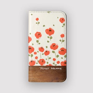 Wilde Mohnblumen Blumen Geldbeutel Hülle | Poppy Kartenaufbewahrung Folio Hülle | Passend für iPhone 16, 15, 14, 13, Samsung Galaxy S25, S24, S23, S22
