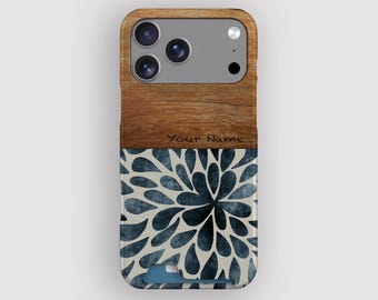 Blue Splash Abstract Boho Card Holder Case for Apple iPhone and Samsung Galaxy