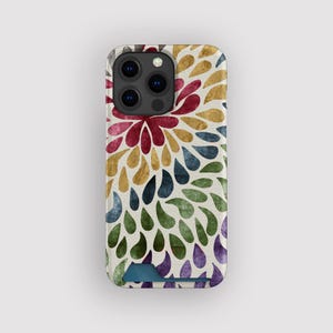 Porte-cartes arc-en-ciel à pétales de pluie arc-en-ciel | Porte-cartes à goutte d'encre | Compatible avec iPhone 16, 15 Pro Max, 14, 13 Mini, Samsung Galaxy S22, S21 Plus