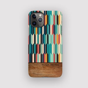 Respectez la couleur géométrique coque iPhone | Étui de protection à chevrons | Compatible avec les iPhone 16, 15 Plus, 14, 13 Pro Max, 12, 11, SE