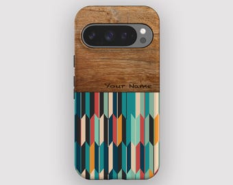 Coque de téléphone rétro géométrique Respect Colour pour Google Pixel, Apple iPhone et Samsung Galaxy