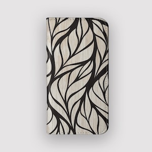 Portemonneehoesje met gewoon blad | Opbergdoos voor kaarten met blad | Geschikt voor iPhone 16, 15, 14, 13, Samsung Galaxy S25, S24, S23, S22