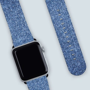 Blue Denim Watch Strap | Abstract design watch band for the Apple Watch available in all finishes, sizes and Apple watch models