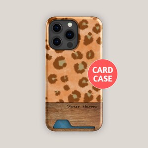 Warm Leopard Card Holder Case | For iPhone 15, iPhone 15 Pro Max, iPhone 14, iPhone 13, Galaxy S22 Ultra, Galaxy S22 Plus, Galaxy S21