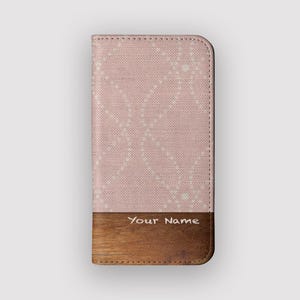 Custodia a portafoglio Candy Stitch Twirl / Custodia a libro in pelle vegana vintage / Compatibile con iPhone 16, 15, 14, 13, Samsung Galaxy S25, S24, S23, S22