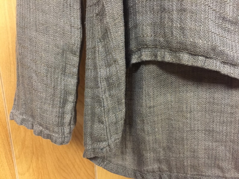 Vintage FLAX 100/% Linen Pullover Top Rare Hi Low Hem /& Long Sleeves