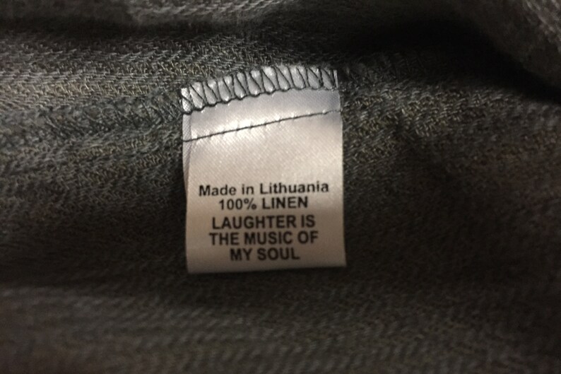 Vintage FLAX 100/% Linen Pullover Top Rare Hi Low Hem /& Long Sleeves