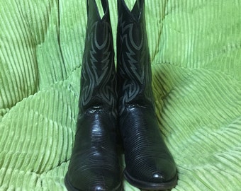 Justin Boots Classic Western Style #9304 Black Lizard  display picture 3