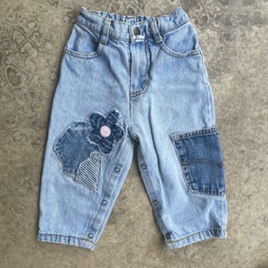 Vintage 90s Guess Patchwork Flower Adjustable Waist Kids Jeans 24M