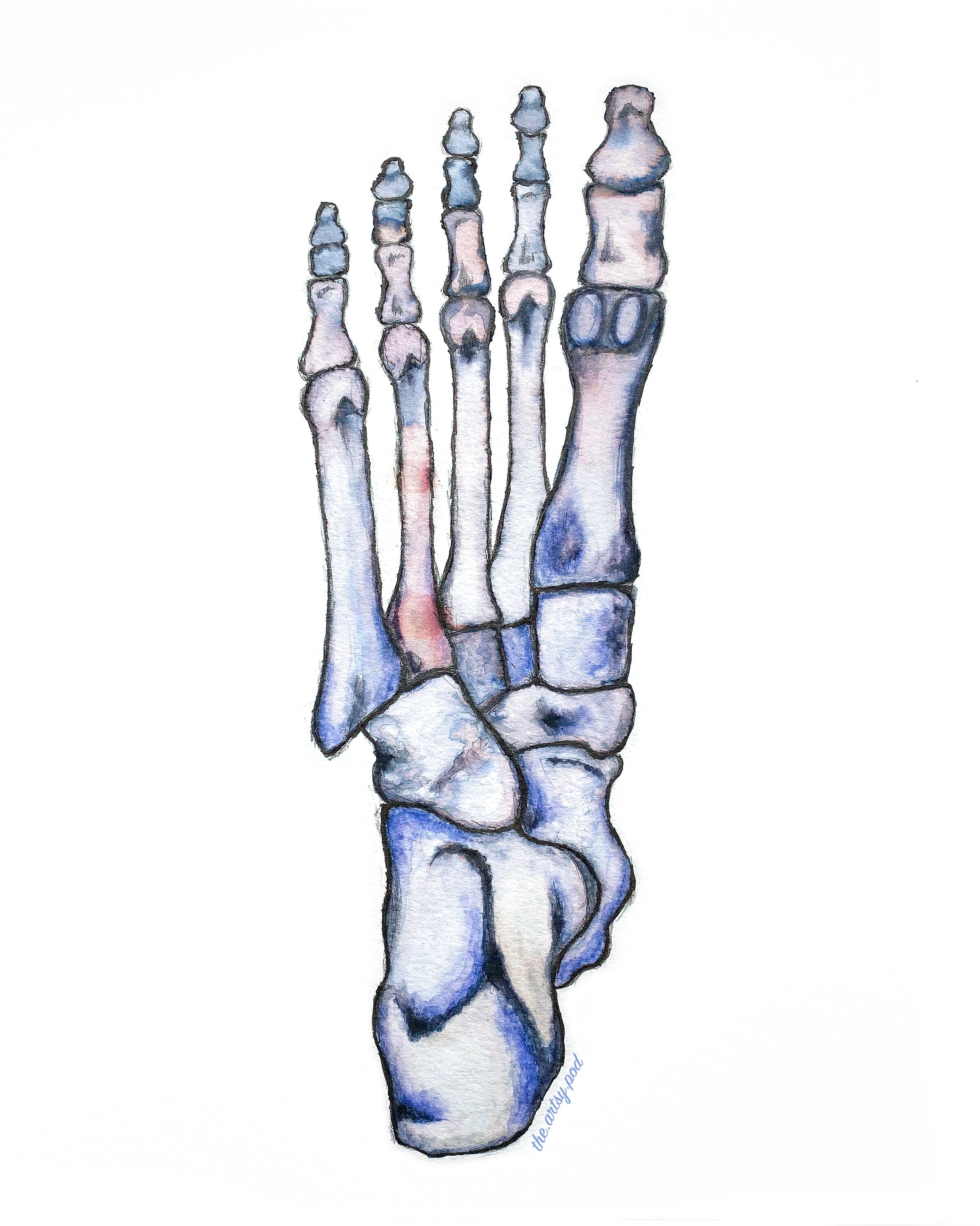 Plantar Foot Watercolor Print Etsy UK