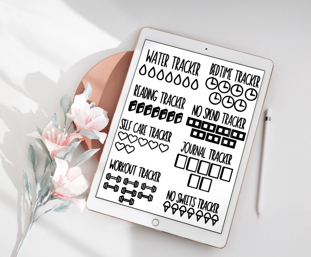 Habit Tracker Digital Stickers | Digital Planner | Goodnotes - Etsy