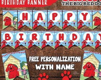 Clifford The Big Red Dog Birthday Banner, Digital-Instant Download-YOU PRINT Clifford Banner, Clifford Birthday Banner, Clifford Birthday