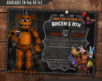 Five Nights At Freddy's Birthday Invitation, Digital-Print Yourself Five Nights At Freddy's Invitation, Five Nights At Freddy's Party Invite