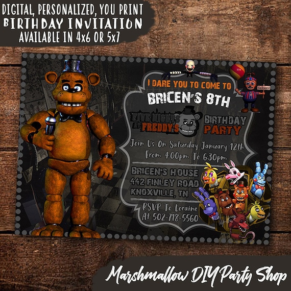 Five Nights At Freddy's Birthday Invitation, Digital-Print Yourself Five  Nights At Freddy's Invitation, Five Nights At Freddy's Party Invite