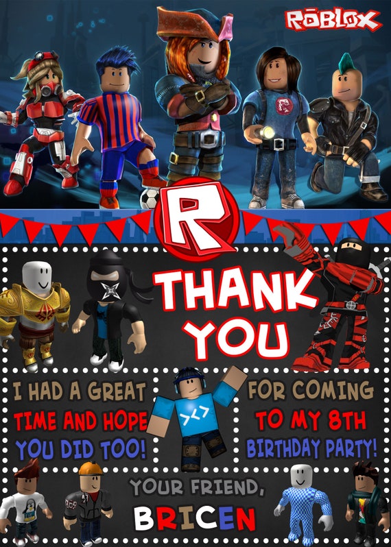 Roblox Birthday Invitation Digital Personalized Print Yourself Roblox Invitation Roblox Invitation Roblox Free Thank You Card Roblox - what roblox character are you