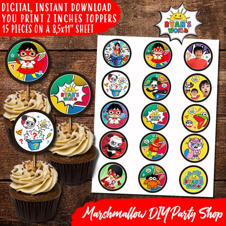 Ryan's World Birthday Cupcake Toppers Digital-Print | Etsy