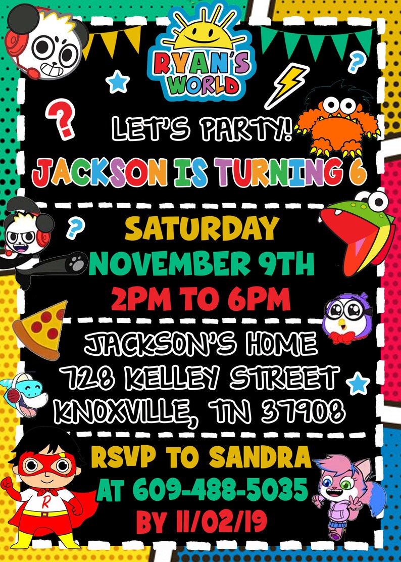 Ryan's World Birthday Invitation Digital-Print Yourself | Etsy
