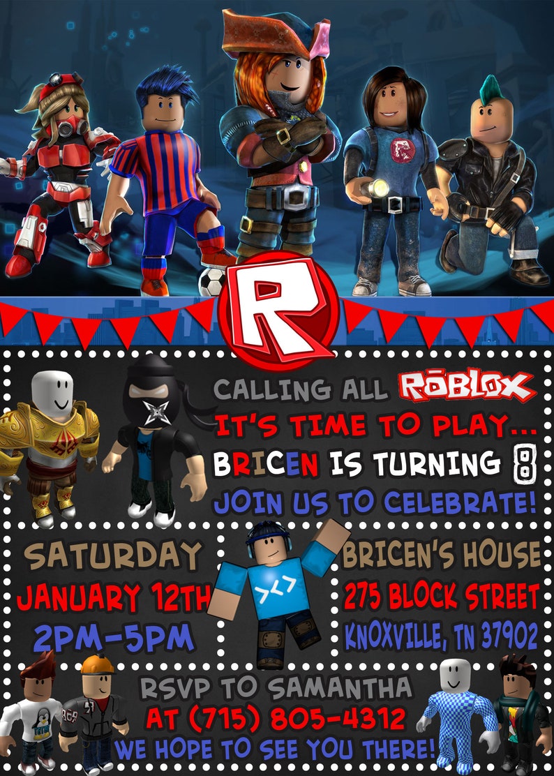 Roblox Birthday Invitation Digital Personalized Print Etsy - image 0 image 1