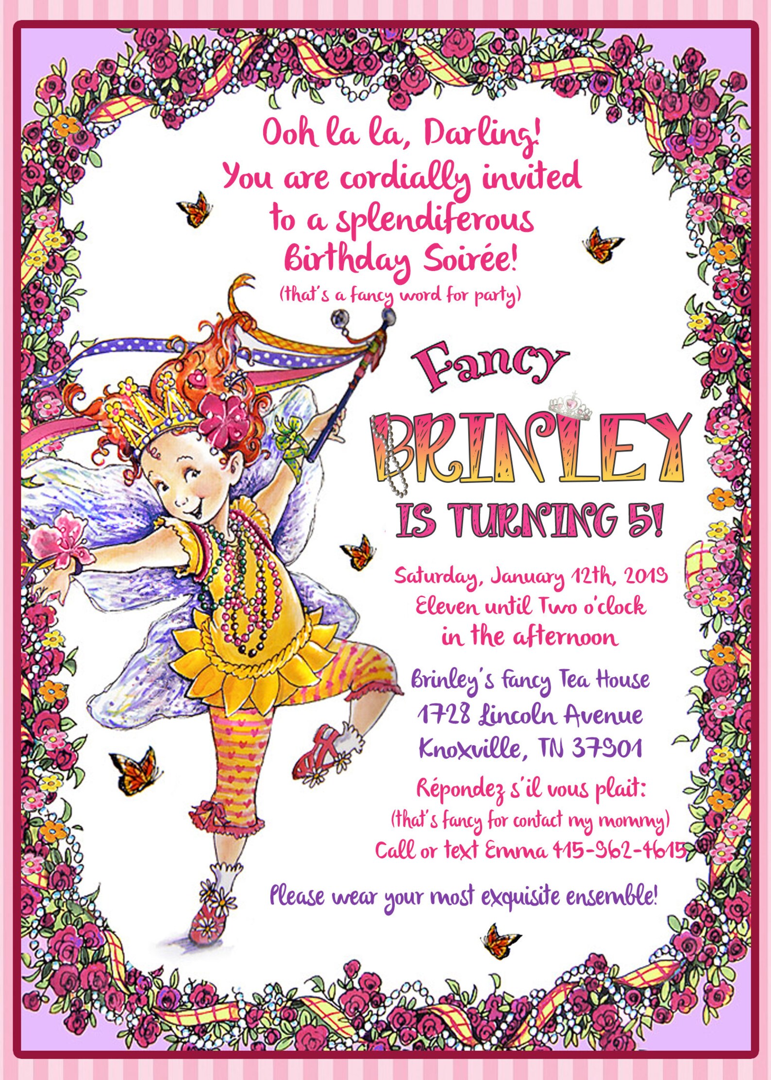Fancy Nancy Birthday Invitation Fancy Nancy Invite Fancy - Etsy