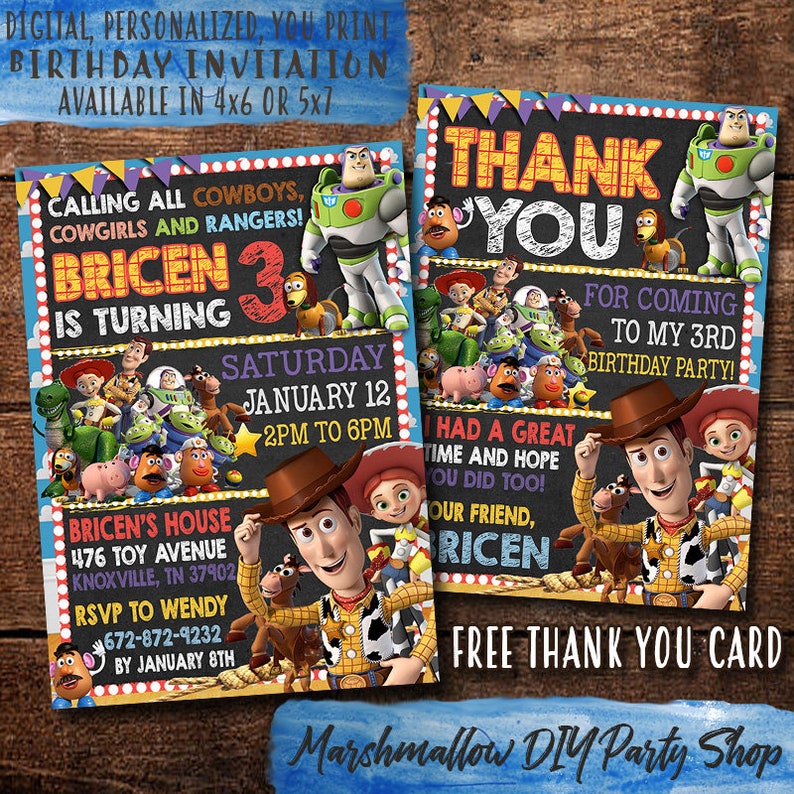 Toy Story Birthday Invitation Digitalprint Yourself Toy Etsy