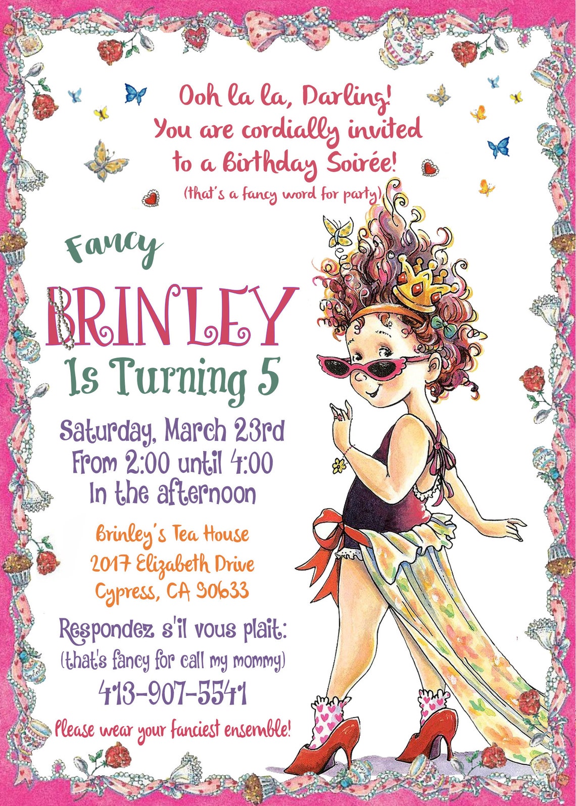 Fancy Nancy Birthday Invitation Fancy Nancy Invite Fancy | Etsy