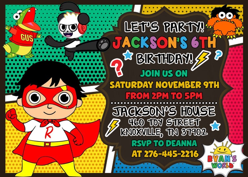 Ryan's World Birthday Invitation Digital-Print Yourself | Etsy