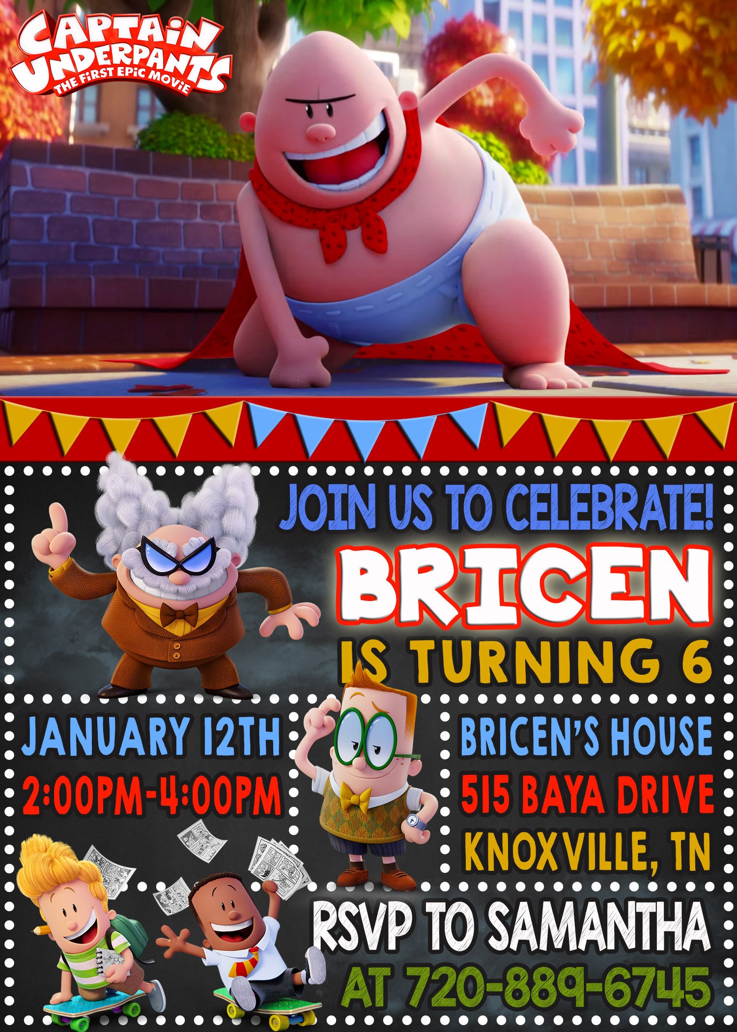 Captain Underpants Birthday Invitation Digital-Print Yourself | Etsy