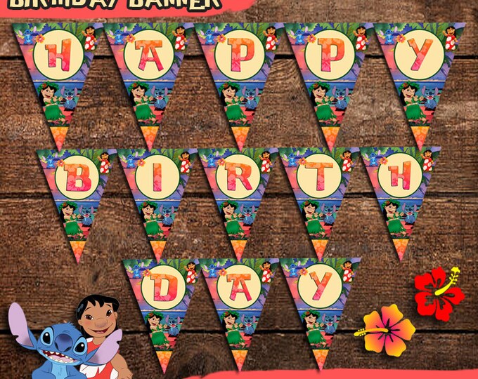 Lilo &amp; Stitch Birthday Banner, Digital-instant Download-you Print Lilo ...