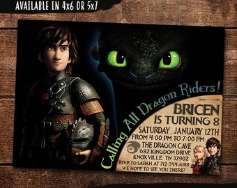 How To Train Your Dragon Birthday Invitation, Digital-Print Yourself How To Train Your Dragon Party Invite, How To Train Your Dragon Invites