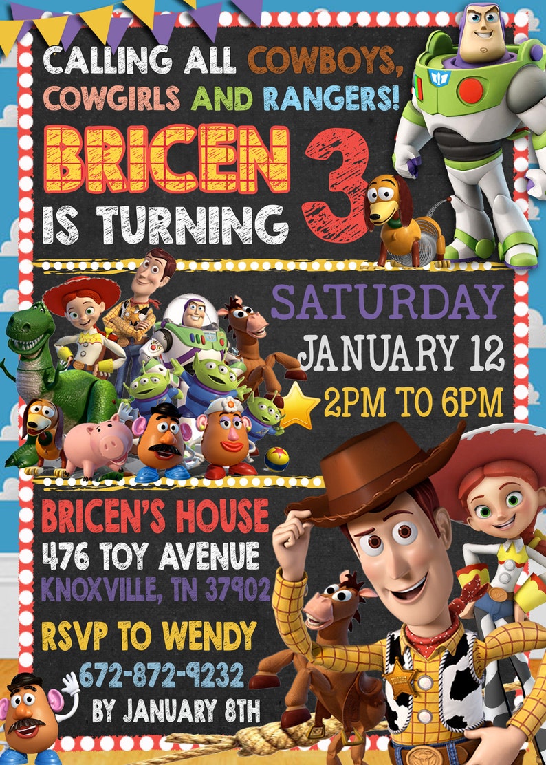 Toy Story Birthday Invitation Digitalprint Yourself Toy Etsy