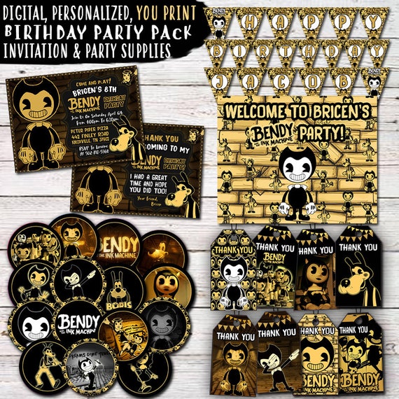 Bendy and the Ink Machine Birthday Thank You Tags 