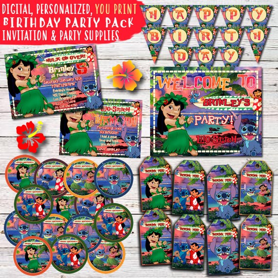 Lilo And Stitch Birthday Party Package Digital-Print | Etsy