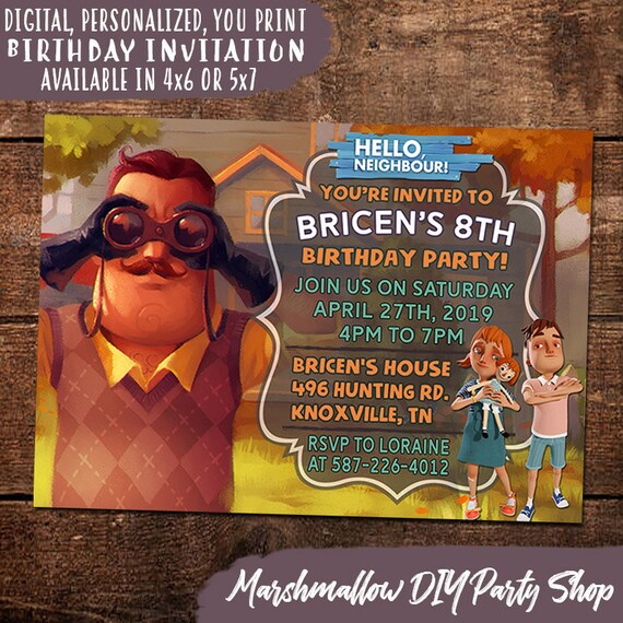 Hello Neighbor Birthday Invitation Digital Personalized Print Etsy - etsy hello neighbor texture pack roblox Hello Neighbor Birthday Invitation Digital Personalized Print Etsy - hello neighbor texture pack roblox