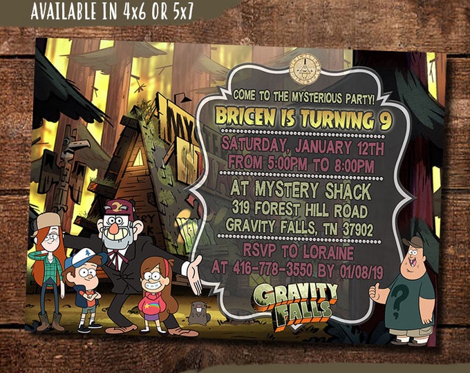 Gravity Falls Invitation, Gravity Falls Birthday Invite, Gravity Falls ...