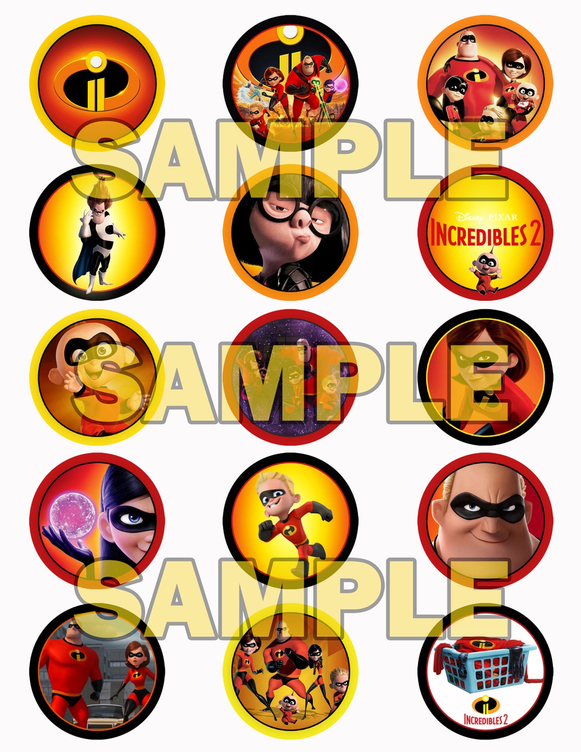 The Incredibles Birthday Cupcake Toppers DigitalPrint Etsy