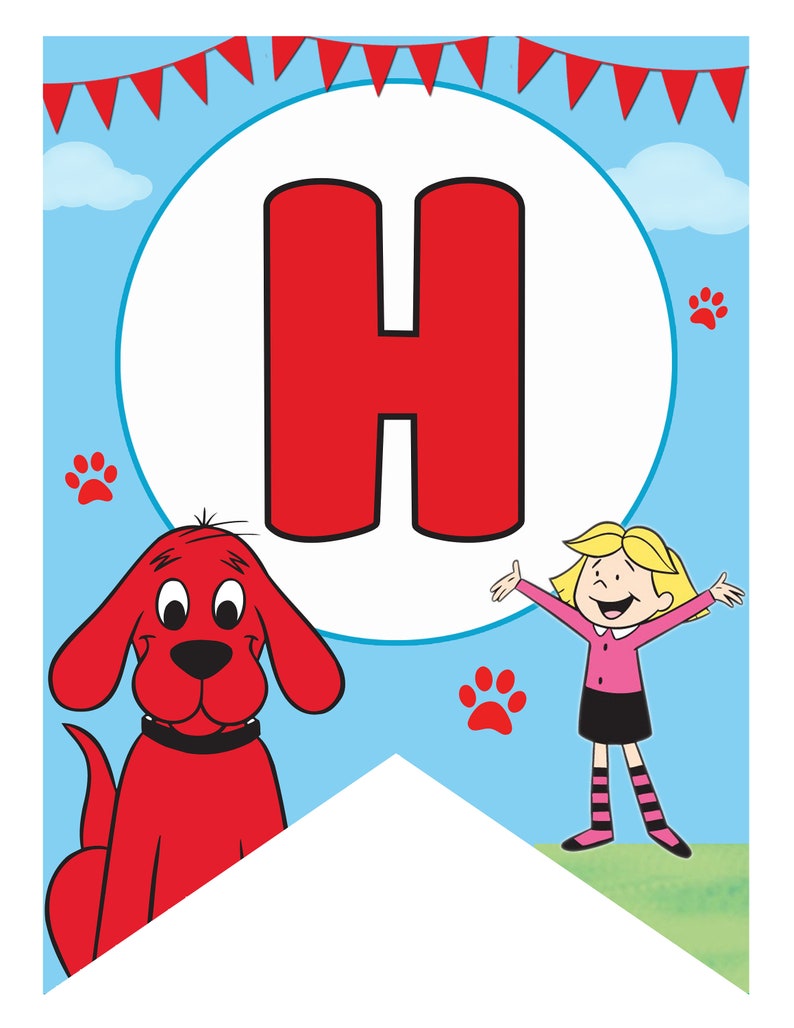 Clifford The Big Red Dog Birthday Banner, Digital-Instant Download-YOU PRINT Clifford Banner, Clifford Birthday Banner, Clifford Birthday image 2