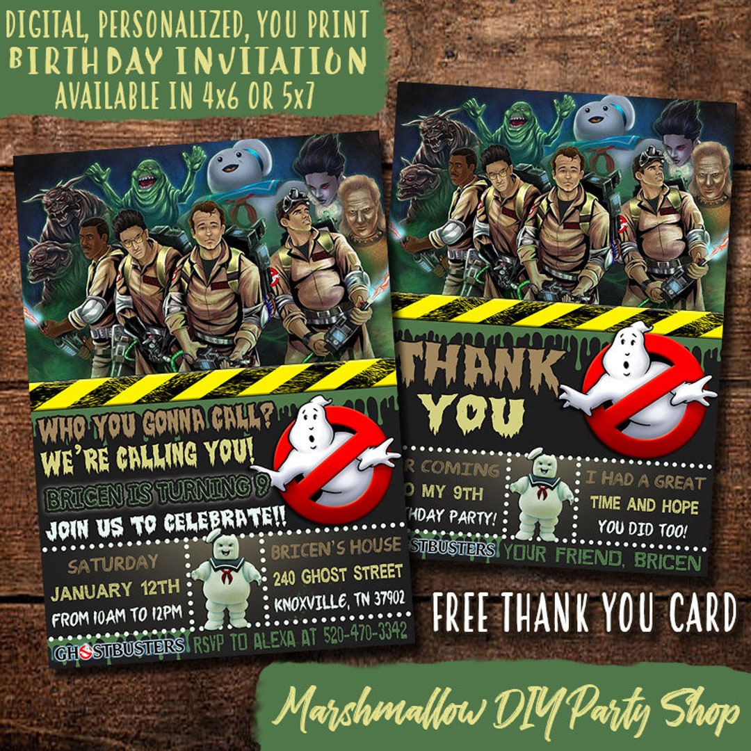 Ghostbusters Birthday Invitation, Digital-print Yourself Ghostbusters ...