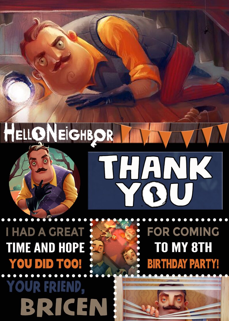Hello Neighbor Thank You Card Digital Personalized Print Etsy